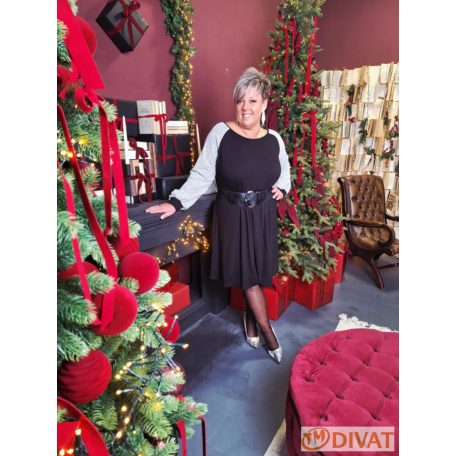 Fashion by NONO - Tina ruha fekete ezüst lurex betéttel