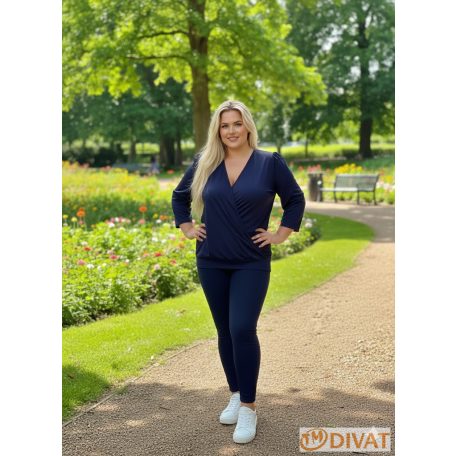 Fashion by NONO - Sötétkék pamut hosszú leggings