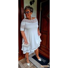   Fashion by NONO - Villő csipkebetéttel díszített törtfehér alkalmi ruha