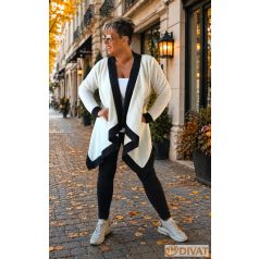 Fashion by NONO - Pillangó kardigán krém-szürke színben