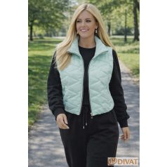   Állog galléros, rövid fazonú steppelt mellény menta színben