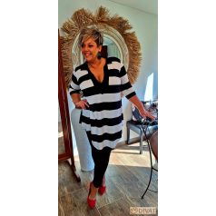  Fashion by NONO - Lulu "A" vonalú ing-tunika fekete-fehér