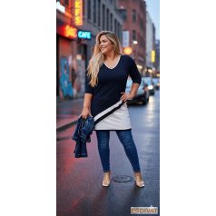 Fashion by NONO - Jupiter sötétkék-fehér tunika-ruha