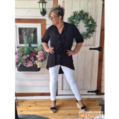   Fashion by NONO - Velence fodrokkal díszített fekete ing-tunika