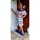 Fashion by NONO - Dolly fehér alapon egyedi mintás alkalmi ruha