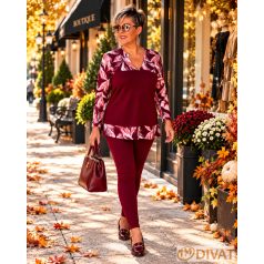   Fashion by NONO - Lovere trendi mintás A-vonalú felső burgundy-mintás