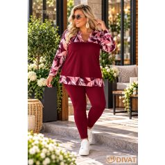   Fashion by NONO - Lovere trendi mintás A-vonalú felső burgundy-mintás