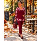 Fashion by NONO - Lovere trendi mintás A-vonalú felső burgundy-mintás