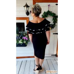 Fashion by NONO - Street fekete ruha fodrokkal díszítve