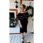 Fashion by NONO - Street fekete ruha fodrokkal díszítve