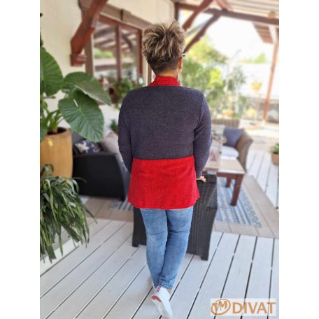 Fashion by NONO - Kitti sötétkék-piros színű kardigán