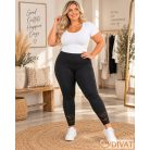 Fashion by NONO - Fekete pamut hosszú leggings csipkével díszítve