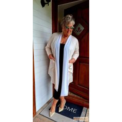   Fashion by NONO - Hédi pezsgő-törtfehér jégselyem zsebes kardigán