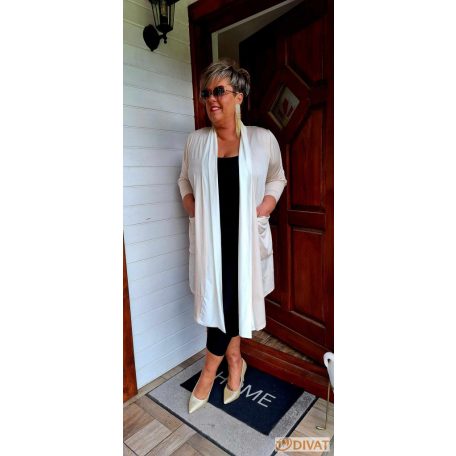 Fashion by NONO - Hédi pezsgő-törtfehér jégselyem zsebes kardigán