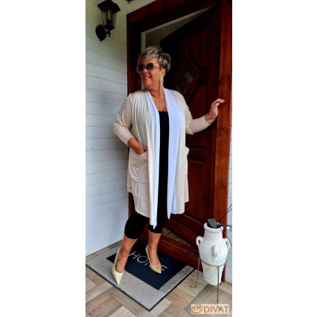 Fashion by NONO - Hédi pezsgő-törtfehér jégselyem zsebes kardigán