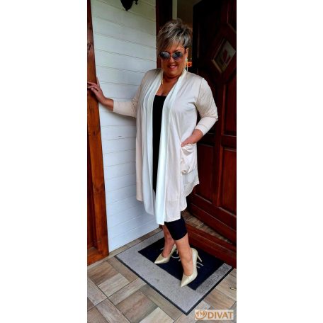 Fashion by NONO - Hédi pezsgő-törtfehér jégselyem zsebes kardigán