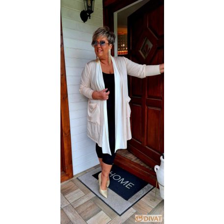 Fashion by NONO - Hédi pezsgő-törtfehér jégselyem zsebes kardigán