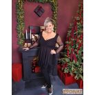 Fashion by NONO - Dália mellnél húzott extrán "A" vonalú fekete-pöttyös tüll tunika 