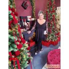 Fashion by NONO - Dália mellnél húzott extrán "A" vonalú fekete-pöttyös tüll tunika 