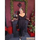 Fashion by NONO - Dália mellnél húzott extrán "A" vonalú fekete-pöttyös tüll tunika 