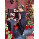 Fashion by NONO - Dália mellnél húzott extrán "A" vonalú fekete-pöttyös tüll tunika 