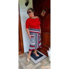 Fashion by NONO - Alexa piros-fehér-sötétkék csíkos trendi ruha