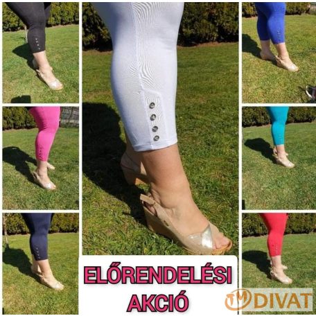 Priora Plus - Petrolkék pamut 3/4-es leggings alul gombokkal díszítve EXTRA AKCIÓBAN