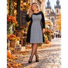 Fashion by NONO - Princess midi ruha - fekete-fehér pöttyös