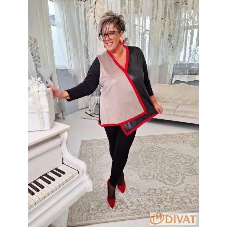 Fashion by NONO - Kuba fekete-champagne aszimmetrikus felső