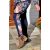 Fashion by NONO - Sötétkék pamut hosszú leggings oldalt mintával díszítve