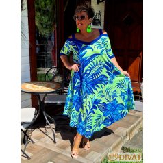   Fashion by NONO - Jázmin zöld-királykék mintás maxi ruha