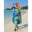 Fashion by NONO - Jázmin zöld-királykék mintás maxi ruha