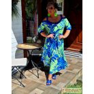 Fashion by NONO - Jázmin zöld-királykék mintás maxi ruha