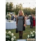 Fashion by NONO - Princess midi ruha - fekete alapon terendi pöttyös mintával