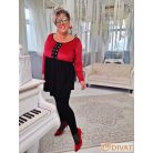 Fashion by NONO - Bogi mellnél ringlivel díszített "A" vonalú burgundy-fekete tunika 