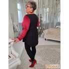 Fashion by NONO - Bogi mellnél ringlivel díszített "A" vonalú burgundy-fekete tunika 