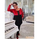 Fashion by NONO - Bogi mellnél ringlivel díszített "A" vonalú burgundy-fekete tunika 