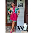 Fashion by NONO - Katica tunika-ruha magenta-trópusi mintás