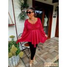 Fashion by NONO - Dália mellnél húzott extrán "A" vonalú burgundy tunika 