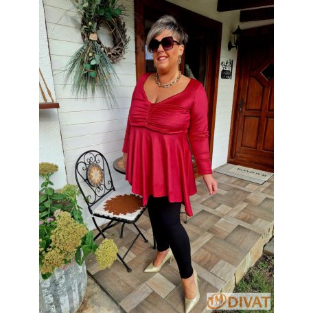 Fashion by NONO - Dália mellnél húzott extrán "A" vonalú burgundy tunika 