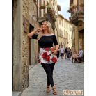 Fashion by NONO - Marilyn csónak nyakú felső fekete-mintás