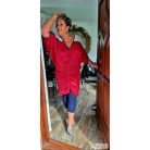 Fashion by NONO - Fanni piros tunika-ruha fehér tüllel megbolondítva