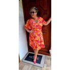 Fashion by NONO - Dézi narancs alapon virágmintás ruha 