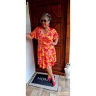 Fashion by NONO - Dézi narancs alapon virágmintás ruha 