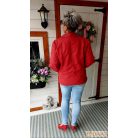 Török puha anyagú, karcsusított fazonú műbőr dzseki piros színben