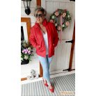 Török puha anyagú, karcsusított fazonú műbőr dzseki piros színben