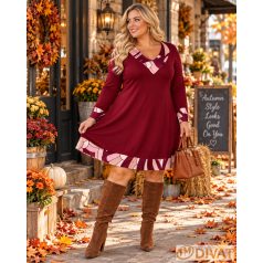 Fashion by NONO - Dolly ruha burgundy egyedi mintás