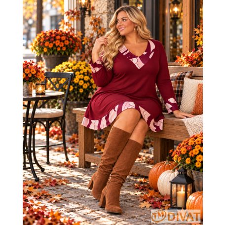 Fashion by NONO - Dolly ruha burgundy egyedi mintás