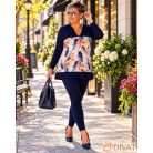 Fashion by NONO - Lovere trendi mintás A-vonalú felső mintás-sötétkék