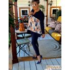 Fashion by NONO - Lovere trendi mintás A-vonalú felső mintás-sötétkék